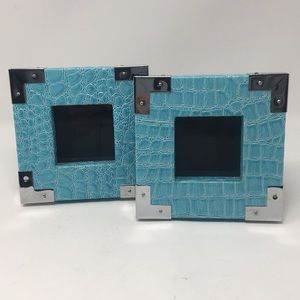 Turquoise Animal-hide Textured Square Frames